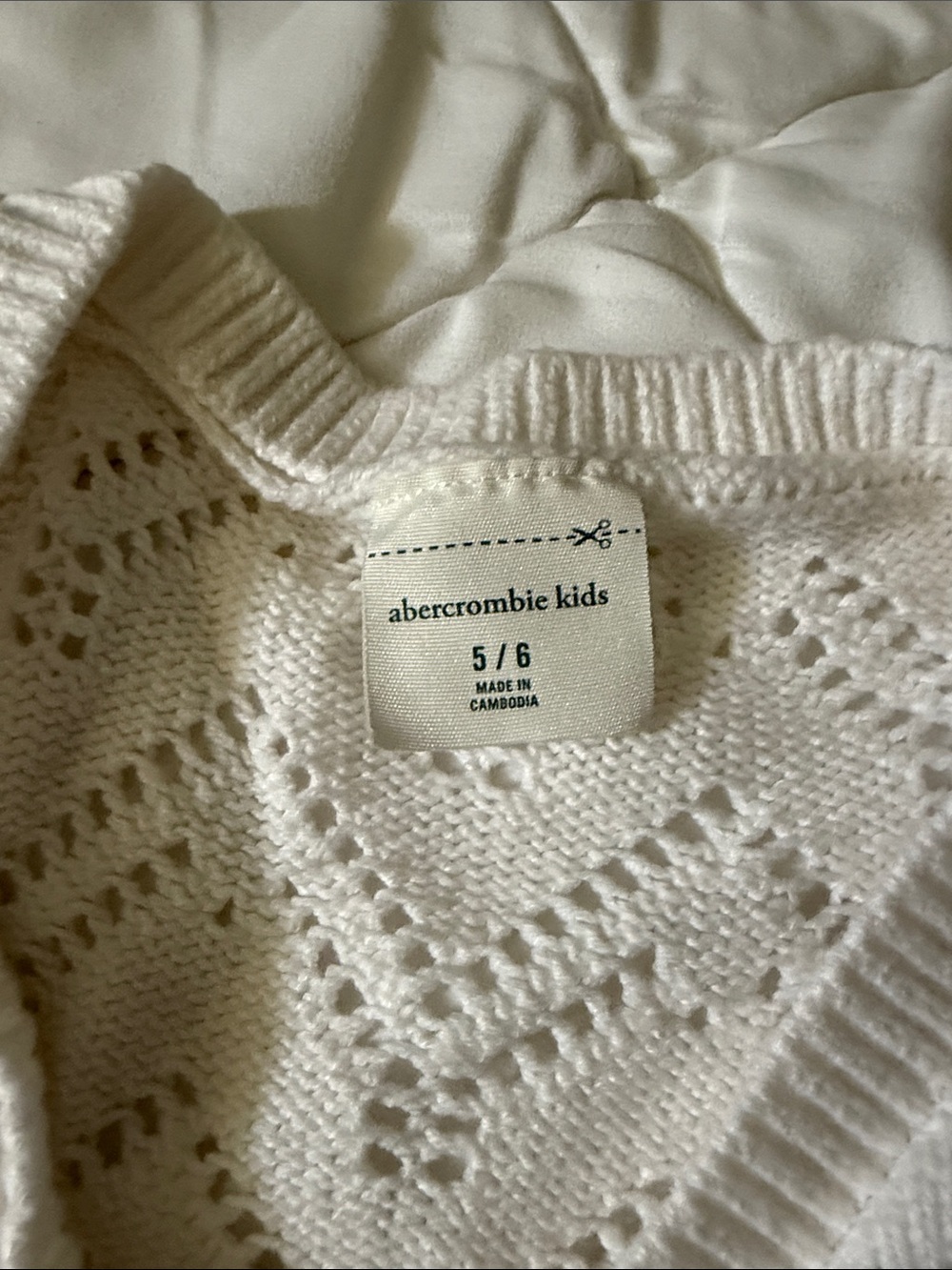 abercrombie kids Cream Openwork V-Neck Cardigan - Picture 2 of 3
